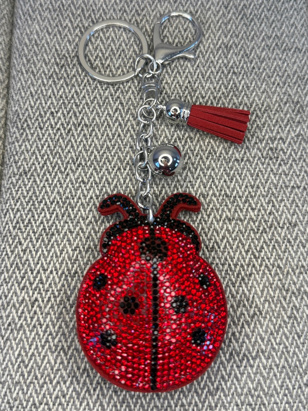 Red Ladybug Crystal Keychain Bag Charm - Picture 2 of 13